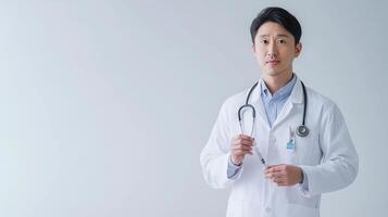 Doctor in White Coat Preparing for Medical Procedure photo