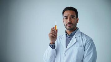 Researcher in Lab Coat Prepared for Scientific Challenges photo