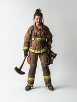 Firefighter in Uniform Emphasizing Strength and Resolve photo
