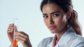 Lab Coat Scientist Engaged in Test Tube Experimentation photo