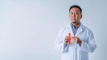 Professional Image of Scientist with Test Tube in Lab Setting photo