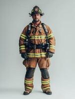 Tenacious Firefighter Showcasing Full Equipment with Pride photo