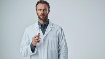 Scientist Holding Test Tube Ready for Scientific Breakthrough photo