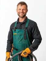 Work Attired Gardener Showcasing Passion for Gardening photo