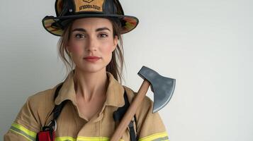 Pristine White Background Highlighting Firefighter Commitment photo