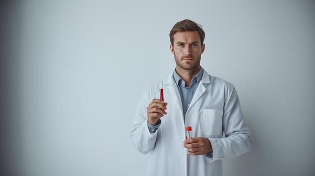 Thoughtful Scientist Engaged in Research with Test Tube photo