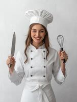 Focused Female Chef Displaying Passion for Cooking photo
