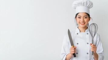 Half Body Chef Portrait Emphasizing Culinary Creativity photo