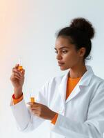 Concentrated Researcher in Lab Coat Ready for Discovery photo