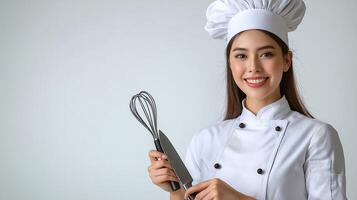 Culinary Artist in White Uniform Posed for Portrait photo