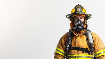 Resilient Firefighter Standing Tall in Protective Equipment photo