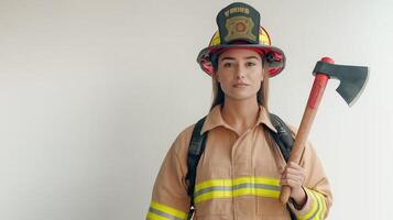 Female Firefighter Capturing the Essence of Bravery photo