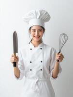 Clean White Background Highlighting Chef's Professionalism photo