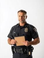 Authoritative Male Officer Emphasizing Commitment to Justice photo