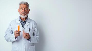 Researcher in Lab Coat Ready for Scientific Discovery photo