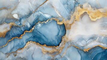 Abstract Blue And Gold Fluid Art Texture Decorative Artistic Backdrop photo