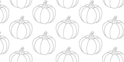 Pattern featuring repeated outline illustrations of pumpkins in a seamless design suitable for autumn or harvest themes vector
