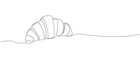 Minimalist continuous line croissant stylish sketch for logos, prints, and branding vector
