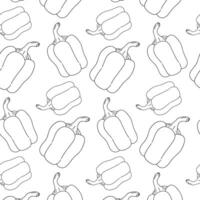 Detailed outline of bell peppers in a seamless pattern creating a fresh and organic design for culinary projects vector