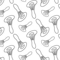 Pattern of hand-drawn mushrooms on a white background for design inspiration and illustration projects vector