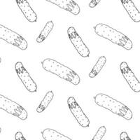 Fun and quirky pattern featuring hand-drawn cucumbers on a white background ideal for home decor or textile design projects vector