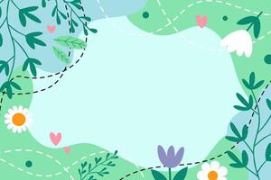 Spring and summer background for design in organic flat style with space for text. , botanical, modern trendy floral design, Foliage banner, card vector