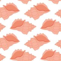 Seamless pattern with shells. Marine summer background with shells. Trendy pattern in flat style, design for wrapping paper, wallpaper, stickers, notebook cover. vector