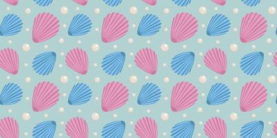 Seamless pattern with dolphins, starfish, shells. Marine summer background. Trendy pattern in flat style, design for wrapping paper, wallpaper, stickers, notebook cover. vector