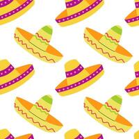Seamless pattern of sombrero in Mexican style, background for design, textile, wrapping paper, scrapbooking vector
