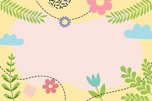 Spring and summer background for design in organic flat style with space for text. , botanica, modern trendy floral design, Foliage banner, card vector