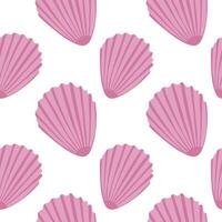 Seamless pattern with seashells. Seashell summer background. Pattern in flat style, design for wrapping paper, wallpaper, stickers, notebook cover vector