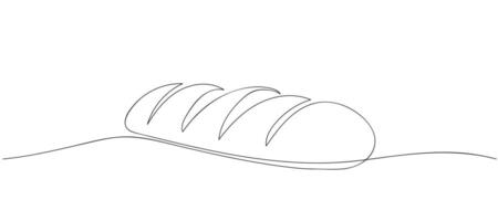 One continuous line drawing of long loaf bread. Simple black line sketch of French baguette, bakery and cafe concept good for logo. Doodle illustration. vector