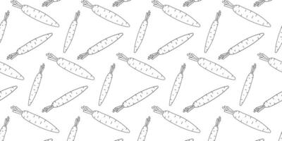 Pattern of hand-drawn carrots with a minimalist style on a white background ideal for textiles or art projects vector