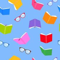 Reading books and eyeglasses background. Seamless pattern. Literature and education repeating pattern for school. vector