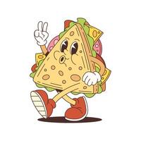 Quesadilla Character Mascot with Peace Gesture and Energetic Expression Cartoon vector