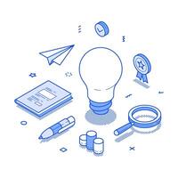 Business innovation idea generation creative brainstorming minimalist isometric vector