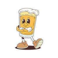 Smiling Beer Mascot Standing With Arms Crossed In Cartoon Style For Fun Graphic Projects vector