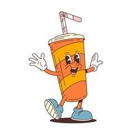 Colorful Beverage Character Mascot with Straw and Cheerful Face Cartoon for Design Projects vector