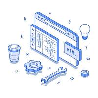 Web development programming coding software script digital technology minimalist isometric vector