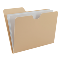 Photorealistic 3D Document Folder Slightly Open Transparent Background png