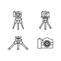Camera and Tripod Simple Outline Illustration vector