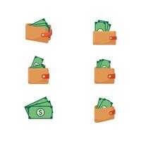 Digital Illustration of Wallets and Green Banknotes for Financial Concepts vector