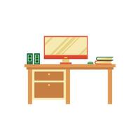 A Sleek Desk Holding a Modern Computer and Monitor vector