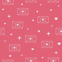Pink Background with Heart Envelope Seamless Pattern vector
