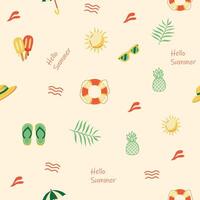 Summer Seamless Pattern with Beach Elements and a Light Background vector