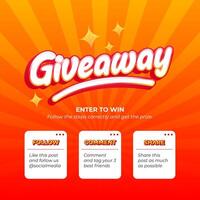 Giveaway contest event banner template in orange color vector