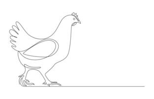 Minimalist Continuous Line Drawing of a Chicken, vector
