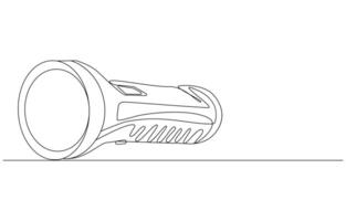 Line drawing of a flashlight lying on a surface vector