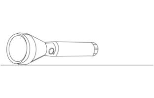 Single-Line Drawing of a Powerful Flashlight vector
