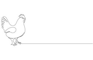 Elegant Line Art A Single Line Depicting a Chicken in Profile, Single-line drawing of a chicken walking vector